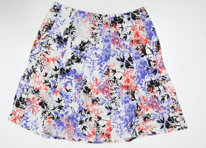 Nightingales Womens Multicoloured Floral Polyester A-Line Skirt Size 28