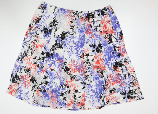 Nightingales Womens Multicoloured Floral Polyester A-Line Skirt Size 28