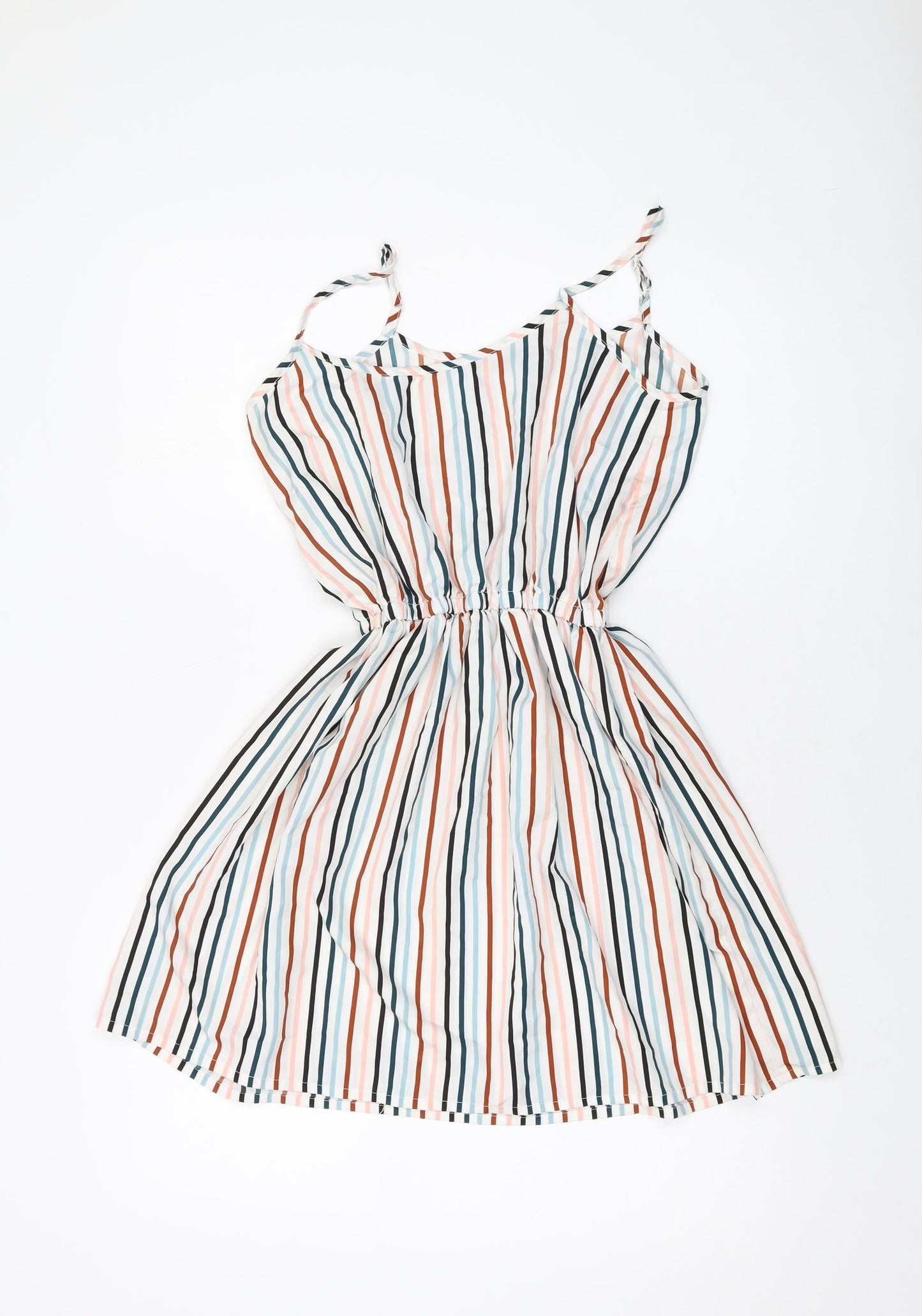 Boohoo Womens Multicoloured Striped Polyester Mini Size 8 Square Neck Pullover