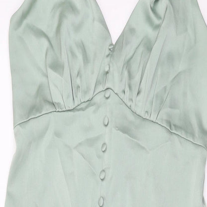 Oasis Womens Green Polyester A-Line Size 12 V-Neck Zip