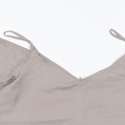 Boohoo Womens Grey Polyester Basic Blouse Size 12 V-Neck