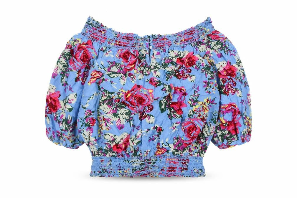 Next Womens Blue Floral Viscose Basic Blouse Size 10 Square Neck