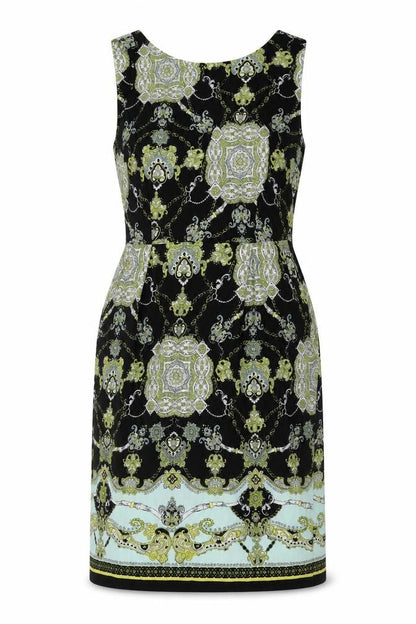 Dorothy Perkins Womens Multicoloured Geometric Polyester Sheath Size 14 Round Neck Zip