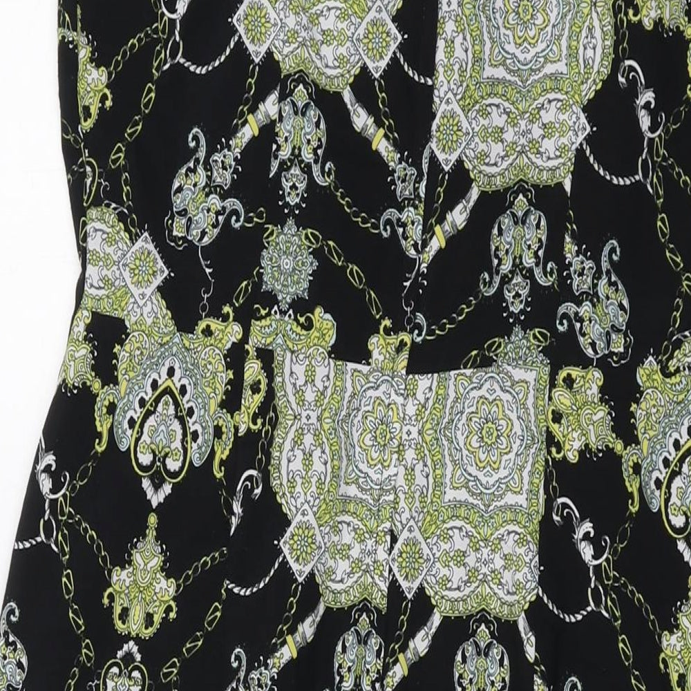 Dorothy Perkins Womens Multicoloured Geometric Polyester Sheath Size 14 Round Neck Zip