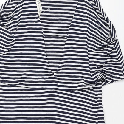 Miss Selfridge Womens Blue Striped Viscose A-Line Size 10 Square Neck Pullover