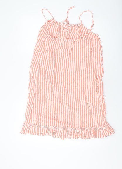Marks and Spencer Womens Orange Striped Polyester Tank Dress Size 12 Round Neck Pullover