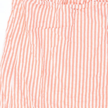 Marks and Spencer Womens Orange Striped Polyester Tank Dress Size 12 Round Neck Pullover