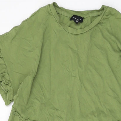 New Look Womens Green Cotton A-Line Size 12 Round Neck Pullover