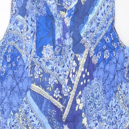 EWM Womens Black Geometric Cotton Tank Dress Size 12 V-Neck Pullover