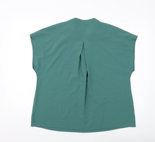 John Lewis Womens Green Polyester Basic Blouse Size 14 V-Neck