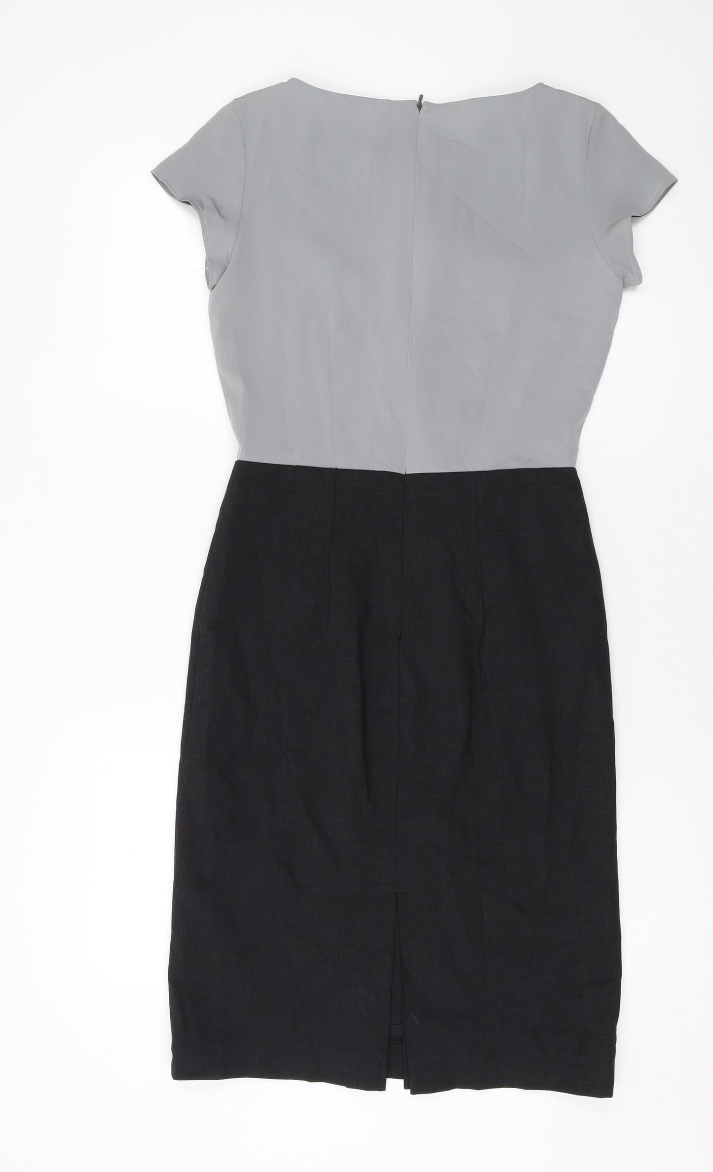 Simon Jersey Womens Grey Polyester Sheath Size 6 Round Neck Zip