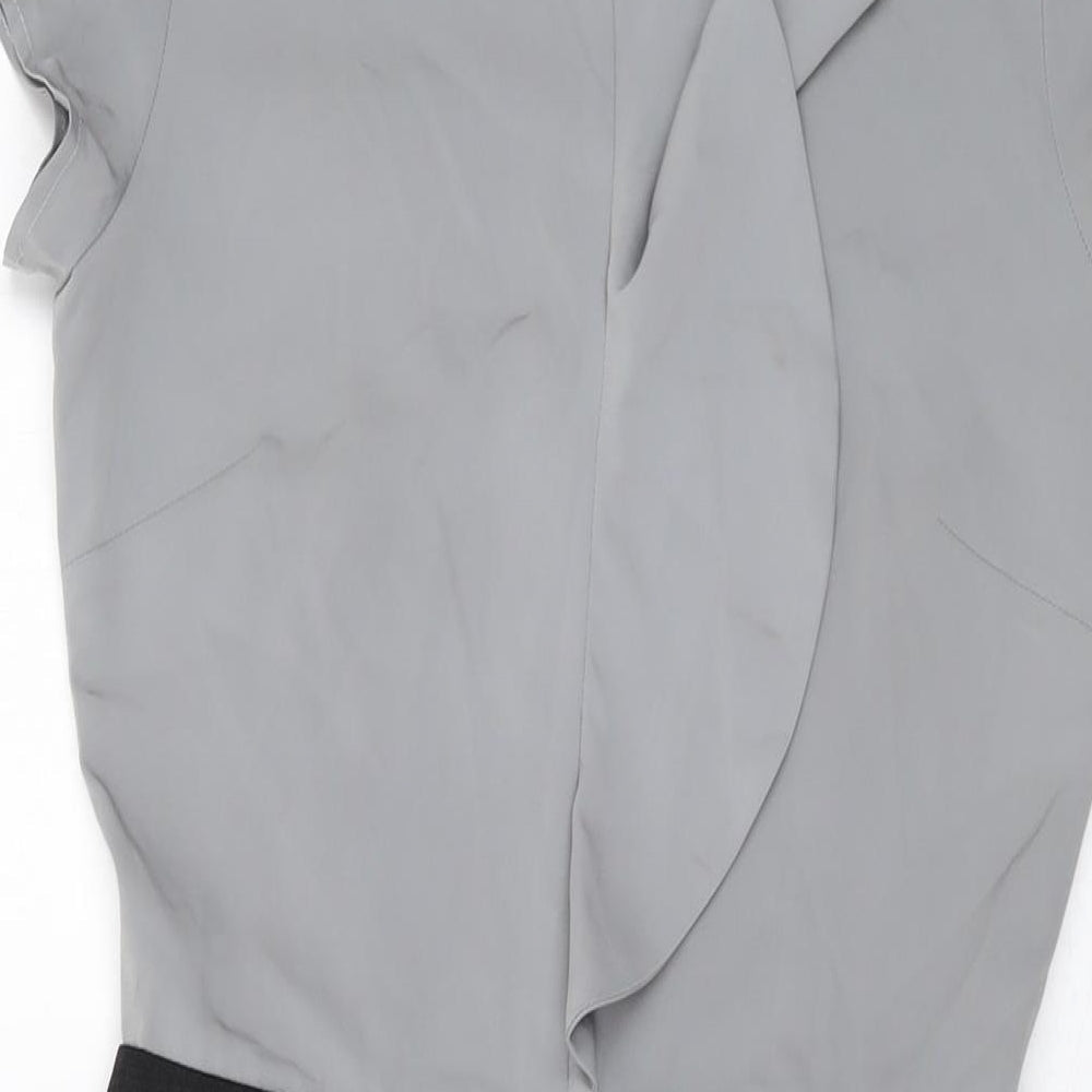 Simon Jersey Womens Grey Polyester Sheath Size 6 Round Neck Zip