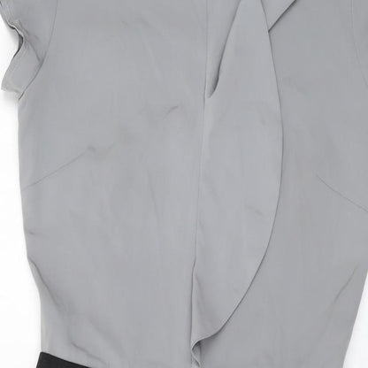 Simon Jersey Womens Grey Polyester Sheath Size 6 Round Neck Zip