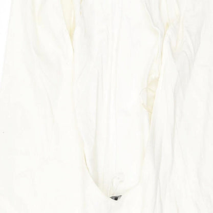 Zara Womens Ivory Polyester A-Line Size S V-Neck Button