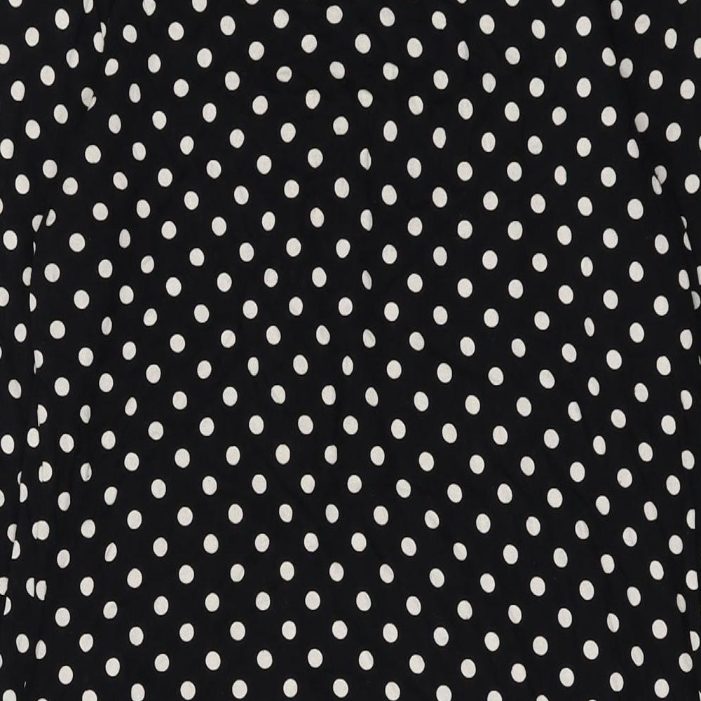 Dorothy Perkins Womens Black Polka Dot Viscose A-Line Size 14 Collared Button