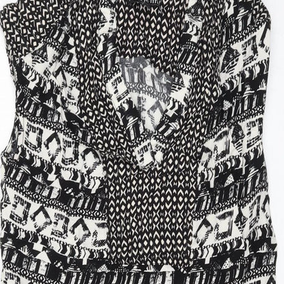 NEXT Womens Black Geometric Viscose Tank Dress Size 6 V-Neck Pullover