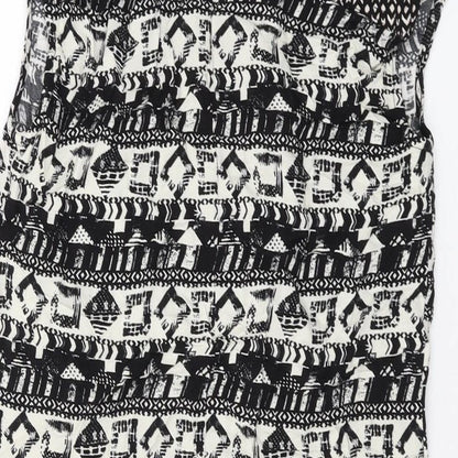 NEXT Womens Black Geometric Viscose Tank Dress Size 6 V-Neck Pullover