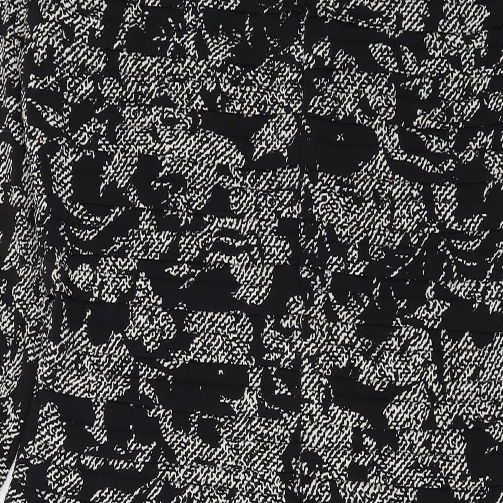 cc Womens Black Geometric Polyester Bodycon Size 14 V-Neck Zip