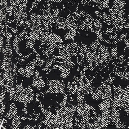 cc Womens Black Geometric Polyester Bodycon Size 14 V-Neck Zip