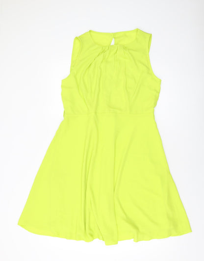 Dorothy Perkins Womens Green Polyester A-Line Size 16 Round Neck Button