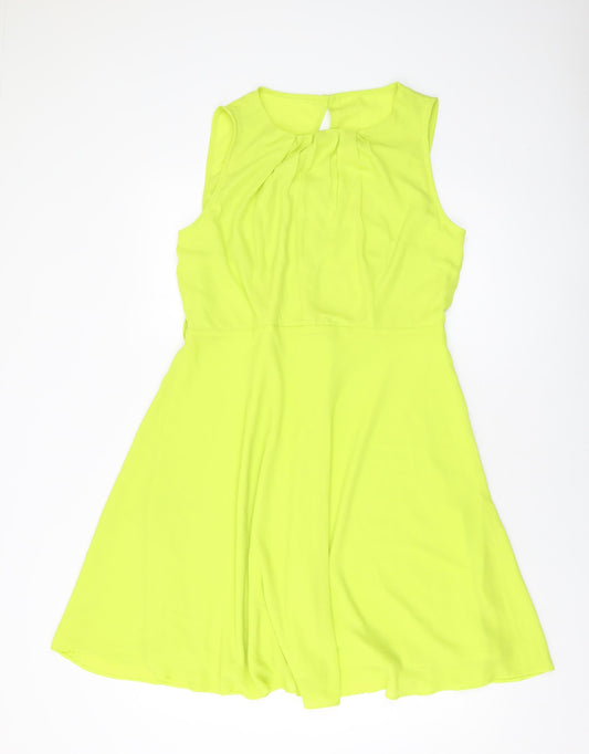 Dorothy Perkins Womens Green Polyester A-Line Size 16 Round Neck Button