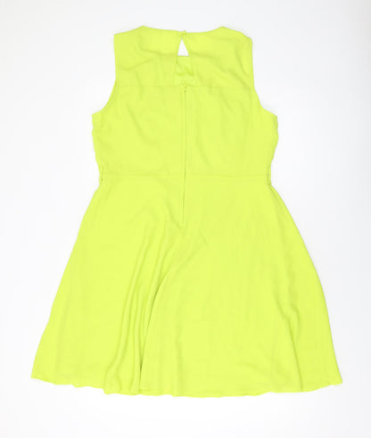 Dorothy Perkins Womens Green Polyester A-Line Size 16 Round Neck Button