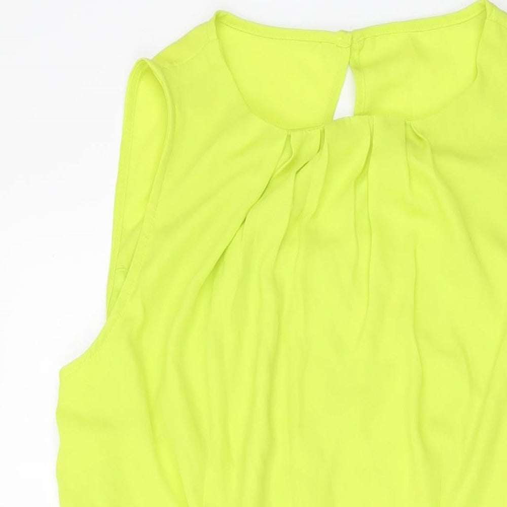 Dorothy Perkins Womens Green Polyester A-Line Size 16 Round Neck Button