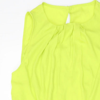 Dorothy Perkins Womens Green Polyester A-Line Size 16 Round Neck Button