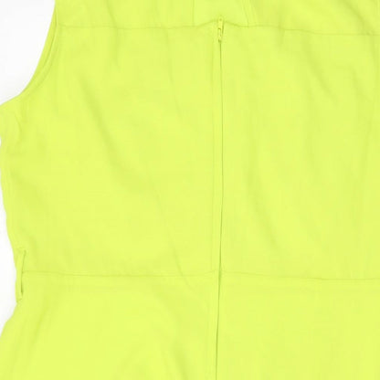 Dorothy Perkins Womens Green Polyester A-Line Size 16 Round Neck Button