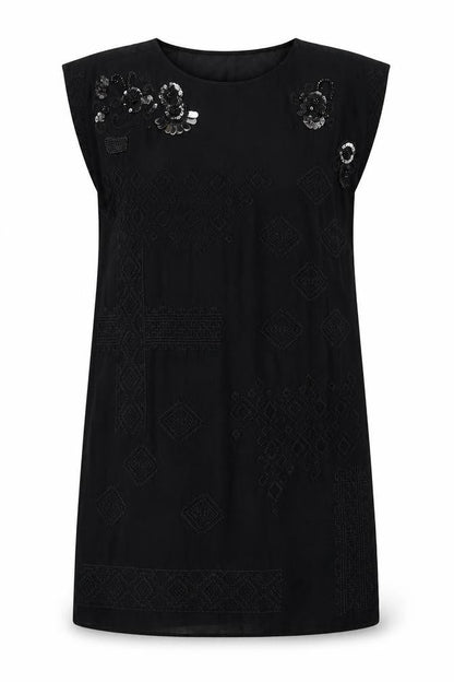 Marks & Spencer Womens Black Polyester Tank Dress Size 12 Round Neck Pullover