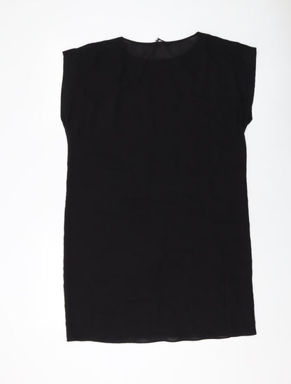 Marks and Spencer Womens Black Polyester Tank Dress Size 12 Round Neck Pullover