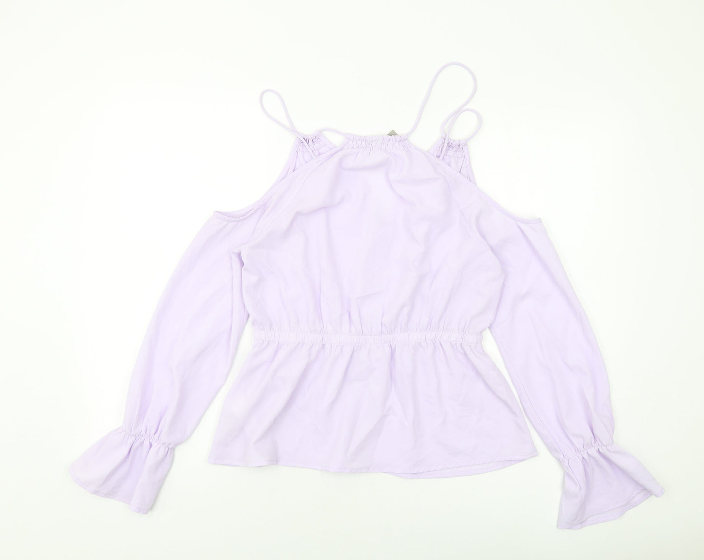 Asoso Womens Purple Polyester Basic Blouse Size 12 V-Neck