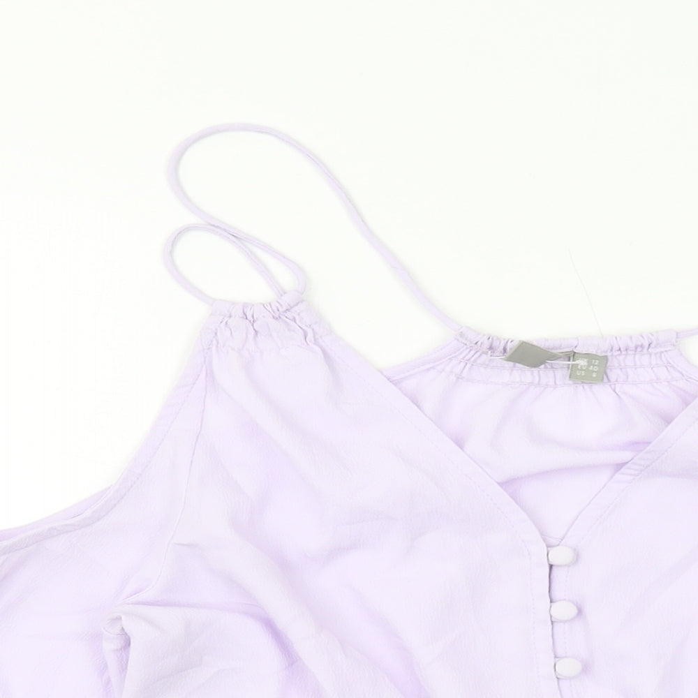 Asoso Womens Purple Polyester Basic Blouse Size 12 V-Neck