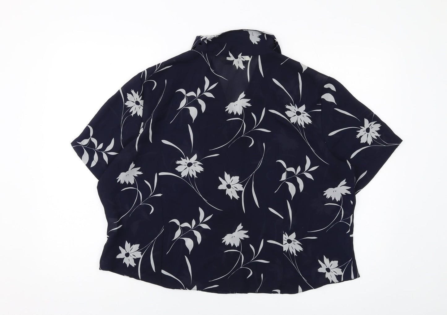 Berkertex Womens Blue Geometric Polyester Basic Button-Up Size 24 Collared