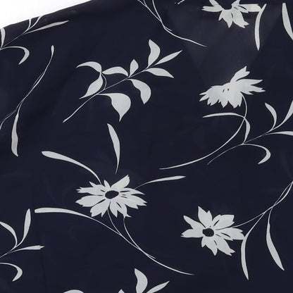 Berkertex Womens Blue Geometric Polyester Basic Button-Up Size 24 Collared