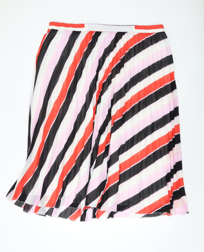 Marks and Spencer Womens Multicoloured Striped Polyester Pleated Skirt Size 22