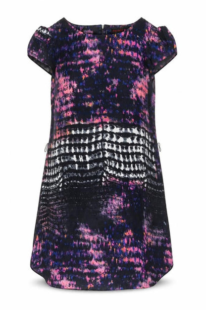 Miss Selfridge Womens Black Geometric Polyester Tank Dress Size 12 Round Neck Zip