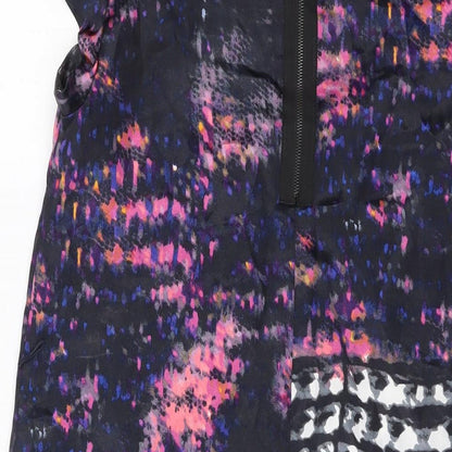 Miss Selfridge Womens Black Geometric Polyester Tank Dress Size 12 Round Neck Zip