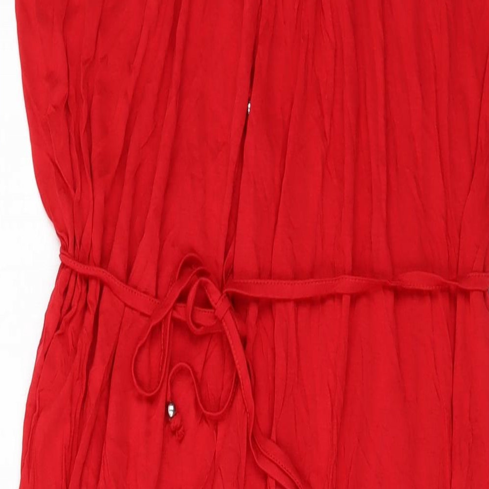 Marks and Spencer Womens Red Viscose A-Line Size 16 Round Neck Pullover