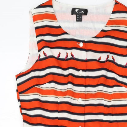 Cutie Womens Multicoloured Striped Polyester A-Line Size 8 Round Neck Zip