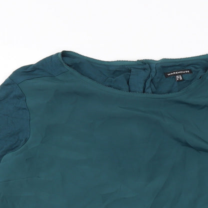 Womens UK Size 12 Warehouse Green Basic Blouse