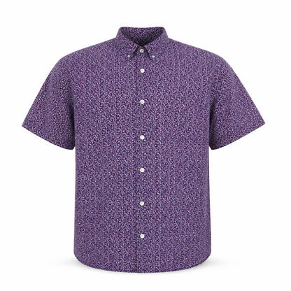 Fluid Mens Purple Floral Cotton Button-Up Size M Collared Button