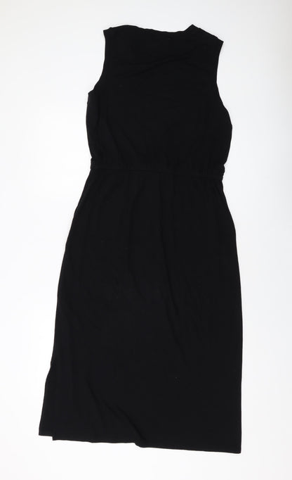 Warehouse Womens Black Viscose A-Line Size 10 Round Neck Pullover