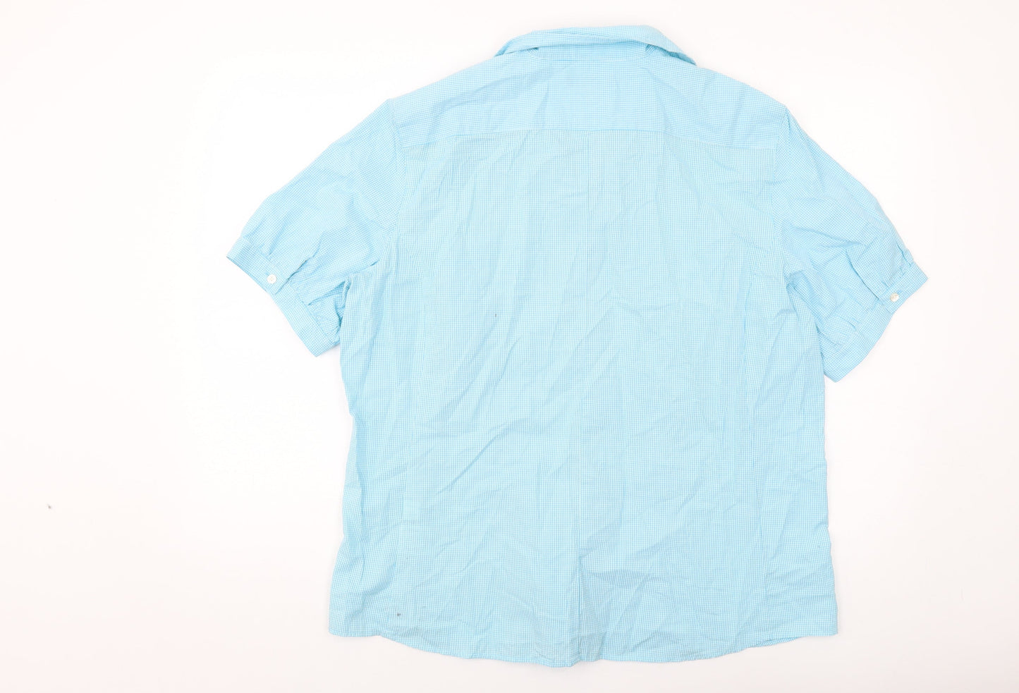 Lands' End Womens Blue Check Cotton Basic Button-Up Size 18 Collared