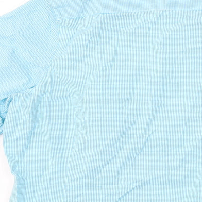 Lands' End Womens Blue Check Cotton Basic Button-Up Size 18 Collared