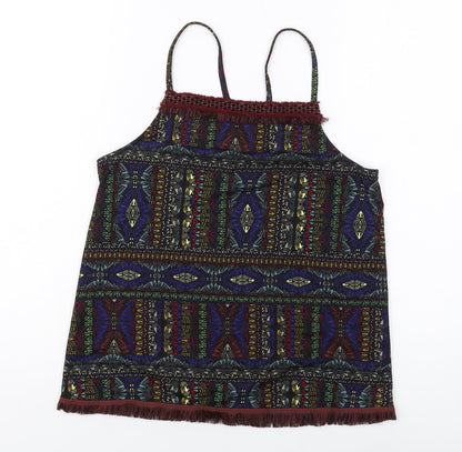 NEXT Womens Multicoloured Geometric Polyester Basic Tank Size 8 Square Neck