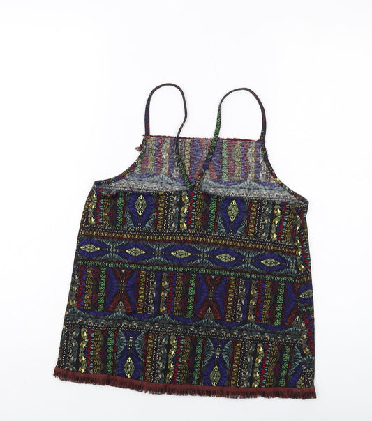 NEXT Womens Multicoloured Geometric Polyester Basic Tank Size 8 Square Neck