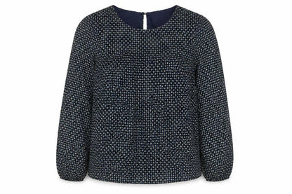 Vero Moda Womens Blue Geometric Polyester Basic Blouse Size M Round Neck