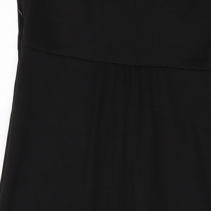 Marks and Spencer Womens Black Polyester A-Line Size 14 Round Neck Zip