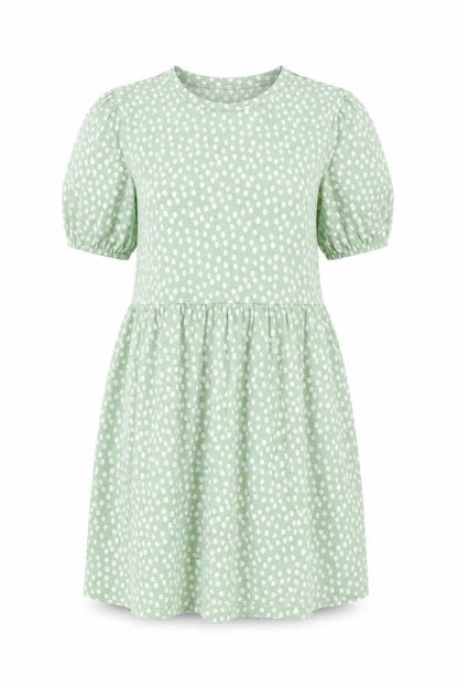 Stradivarius Womens Green Polka Dot Polyester A-Line Size L Round Neck Pullover